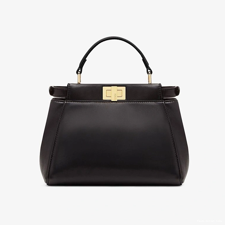 Affordable Fendi Nappa Iconic Peekaboo Black In Mini Leather Handbag 0811